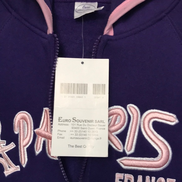 Women’s M Purple Paris France Hoodie (NWT) - Picture 4 of 5
